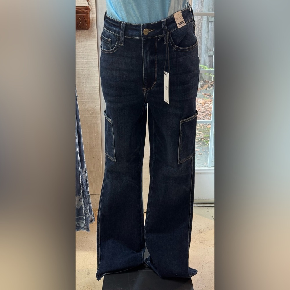 Women’s Dark Blue Cargo Jeans - Judy Blue Style # 88872